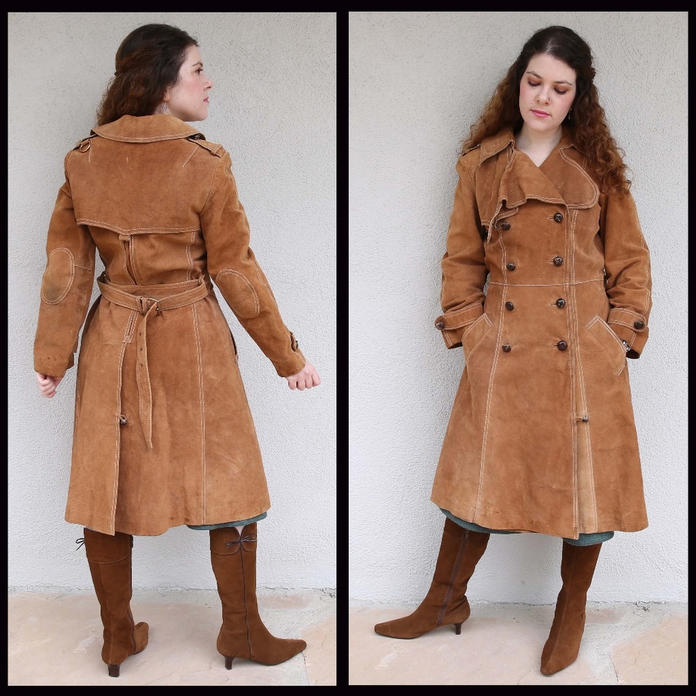 Vintage Genuine Suede Belted Coat